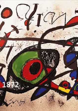 MIRO, JOAN, 1893-1983, ZWEI FARBLITHO- GRAPHIEN, BEIDE IM STEIN SIGN., CA. 76 X 56 CMBZW. 63 X 55 CM