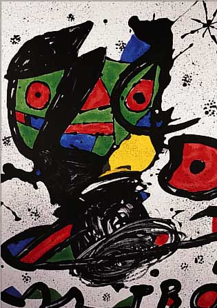 MIRO, JOAN, 1893-1983, ZWEI FARBLITHO- GRAPHIEN, BEIDE IM STEIN SIGN., CA. 61 X 48 UND 50 X 46 CM