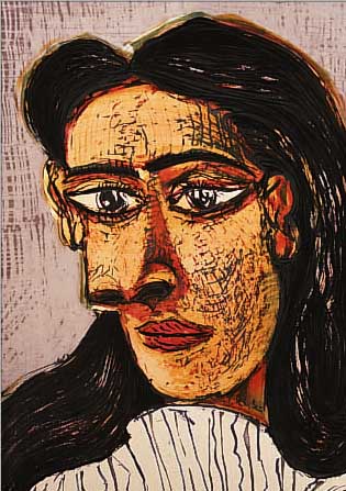 PICASSO, PABLO, 1881-1973, TETE DE FEMME, FARBLITHOGRAPHIE, GEDRUCKT VON HENRI DESCHAMPS, PARIS, CA. 34 X 43 CM
