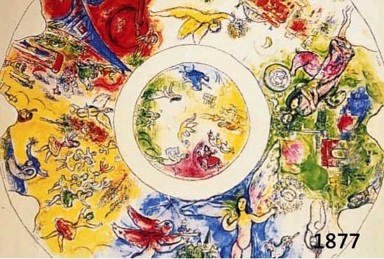 CHAGALL, MARC, 1887-1985, FARBOFFSET AUS: LE PLAFOND DE L'OPERA, GEDRUCKT VON MOURLOT PARIS 1965, IM DRUCK SIGN., MIT GEGLÄTTETER BUGFALTE, ...