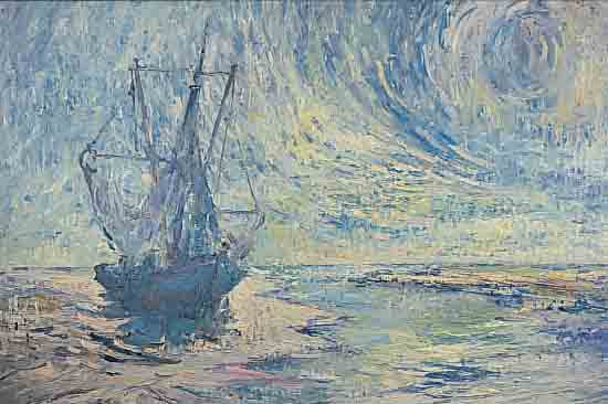 HOOGESTRAAT, H., NIEDERLäNDISCHER KüNSTLER DES 20. JH., FISCHERBOOT IN GREETSIEL, ÖL/LWD, RE. U. SIGN., CA. 60 X 80 CM, R., CA. 2 CM ...