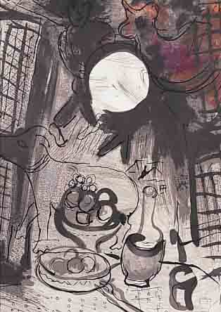 CHAGALL, MARC, 1887-1985, NATURE MORTE BRUNE, FARBLITHOGRAPHIE VON 1957, AUF VELIN, CA. 23 X 19,8 CM, WVZ MOURLOTNR. 205