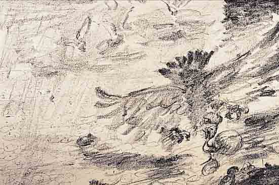 CORINTH, LOVIS, 1958-1925, DIE WASSER STEIGEN, LITHOGRAPHIE AUF JAPAN- PAPIER, BLATT 4 DER FOLGE: DIE SüNDENFLUT, RE.U. ...