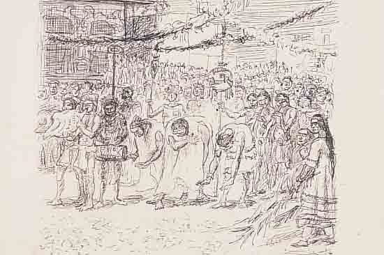 SLEVOGT, MAX, 1868-1932, TRIUMPHZUG, LITHO- GRAPHIE VON 1915-18, CA. 33 X 24,5 CM, AUF CHINA-PAPIER, EINES VON 20 EXEMPLAREN DER ...