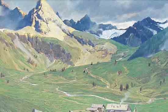 STAGURA, ALBERT, 1866 DRESDEN-1947 GSTADT/CHIEMSEE, ALPEN- LANDSCHAFT, PASTELLZEICHNUNG, RE. U. BEZ.: KüHTAI ...