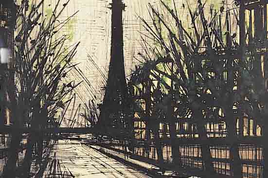 BUFFET, BERNARD, 1928-2000, PARIS, ALLE ZUM EIFFELTURM, LITHOGRAPHIE AUS DEN 60ER JAHREN, HANDSIGN. UND NUM. 112/150, CA. 53 X 67 ...