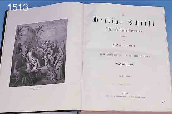 DIE HEILIGE SCHRIFT, NEUES UND ALTES TESTAMENTIN ÜBERSETZUNG VON M. LUTHER, O.J., UM 1870- 1880, ZWEI BäNDE, REICH ILLUSTRIERT VON GUS-TAV DORé, ...