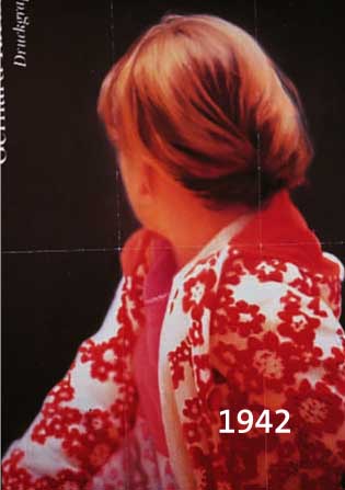 RICHTER, GERHARD, FALTBLATT ZUR AUSST. NEUE GALERIE DACHAU 1998, BETTY, FARBOFFSET, HANDSIGNIERT, MEHRFACH GEFALTET, CA. 42 X 30 CM, PP, U.GL., R.