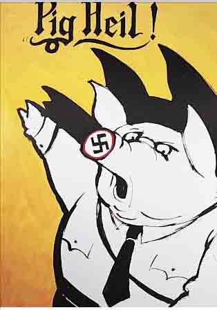 UNGERER, TOMMI, GEB. 1930, PIG HEIL, FARBOFFSET, HANDSIGNIERT, CA. 74 X 55 CM