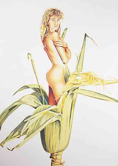 RAMOS, MEL, GEB. 1935, CORN QUEEN, FARB- SIEBDRUCK, HANDSIGNIERT UND DAT. 98, CA. 288/299, CA. 57 X 45 CM