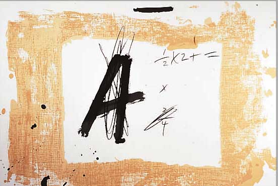 TAPIES, ANTONI, GEB. 1923, FARBLITHOGRAPHIE, KOMPOSITION MIT A, IM DRUCK SIGN., WVZ G639, CA. 42 X 60 CM