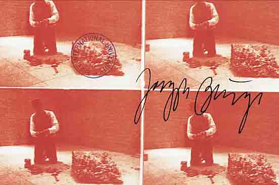 BEUYS, JOSEPH, 1921-1986, FARBOFFSET, ANDRUCKBOGEN, HANDSIGNIERT UND MIT DEM STEMPEL FREE INTERNATIONAL UNIVERSITY VERSEHEN, ...