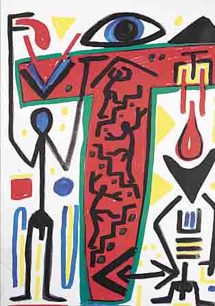 PENCK, A.R., GEB. 1939, FARBOFFSET, RE. U. HANDSIGNIERT, CA. 65 X 47,5 CM, U.GL., R.