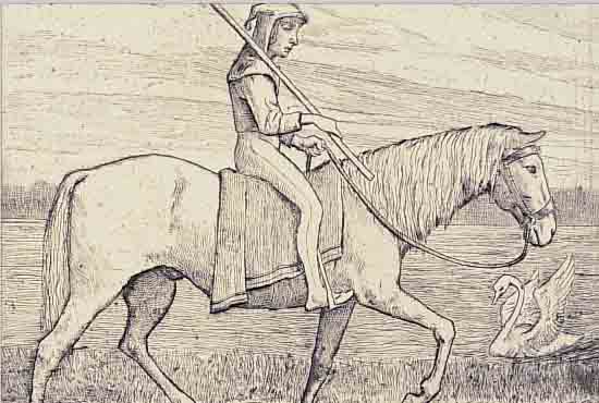 THOMA, HANS, 1839-1924, TILL EULENSPIEGEL, HANDSIGNIERT UND BEZ.: PROBEDRUCK I, CA. 25 X 29,5 CM, PP