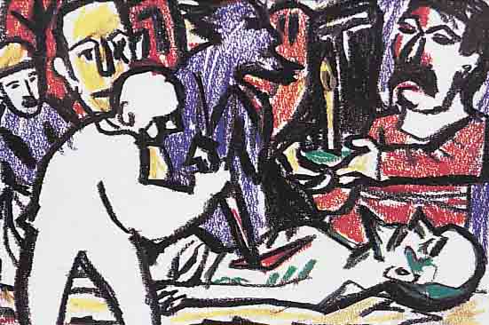 PENCK, A.R., GEB. 1939, KONVOLUT AUS VIER POSTKARTENMULTIPLES, FARBOFFSETS, ALLE HANDSIGNIERT, JE CA. 10 X 15 CM, ...