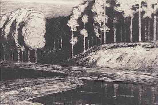 LEISTIKOW, WALTER, 1865-1908, WALDSEE, RADIERUNG, CA. 17,5 X 23 CM, PP