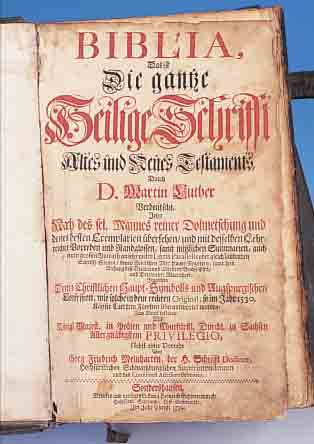 BIBLIA, DIE GANTZE HEILIGE SCHRIFT, VERLEGT BEI LUDWIG HEINRICH SCHöNERMARCK IN SONDERS- HAUSEN 1716, NICHT ILLUSTRIERT, GEPRäGTER ...