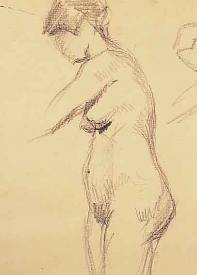 PURRMANN, HANS, 1880 SPEYER-1966 BASEL, WEIBLICHE AKTSTUDIEN, BLEISTIFT AUF GEBRäUNTEMPAPIER, RE. U. HANDSIGNIERT, OBERER RAND ...