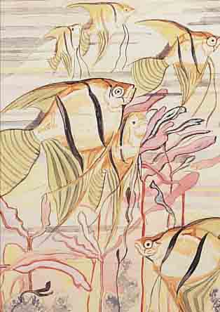 ZIEGLER, RICHARD, 1891 PFORZHEIM-1992, SKALARE UND WASSERPFLANZEN, AQUARELL UND GOUACHE, LI. U. MONOGR. UND DAT. 18, CA. 32 X 24,5 ...