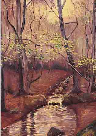 VON ESCHER, E. ALFRED, 1883 ZOFINGEN-1963 WINTERTHUR, BACHLAUF IM HERBSTLICHEN WALD, ÖL/LWD, RE. U. SIGN. UND DAT. 36, ...