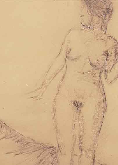PURRMANN, HANS, 1880 SPEYER-1966 BASEL, STEHENDER WEIBLICHER AKT, BLEISTIFT AUF PAPIER, RE. U. SIGN., CA. 37 X 28 CM, PP, U.GL., ...