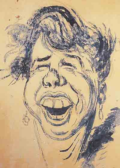 TAPPERT, GEORG, 1880-1957, LACHENDES GESICHT, AQUARELL AUF PAPIER (GEBRäUNT), RE. U. SIGN., CA. 42 X 31 CM, PP, U.GL., ...