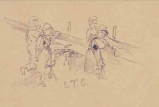 COMPTON, EDUARD THEODORE, 1849 LONDON-1921 FELDAFING, PERSONENSKIZZEN, BLEISTIFT AUF PAPIER, MITTIG UNTEN ...