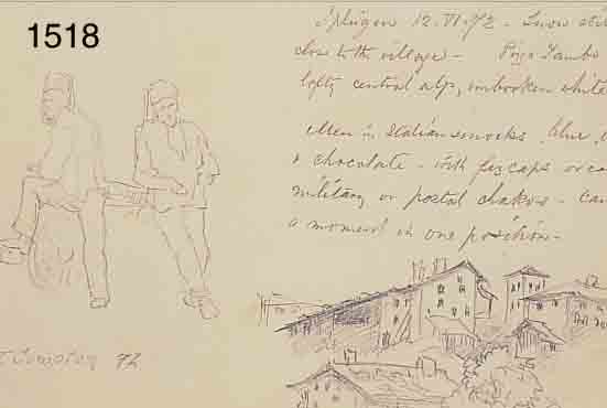 COMPTON, EDUARD THEODORE, 1849 LONDON-1921 FELDAFING, BLATT AUF EINEM SKIZZENBUCH MIT HAND- ...