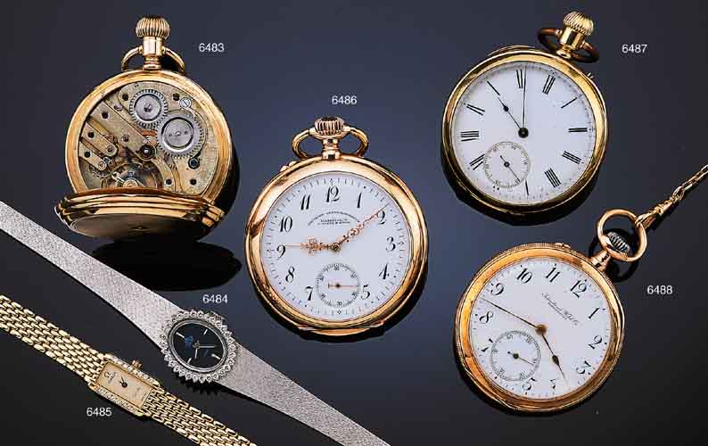 IWC HERRENTASCHENUHR LEPINE, REF.-NR. 609171SCHWEIZ UM 1913, RG 585/000, EMAILBL. REP./ SIGN., ZEIGERSTELLDR. AUßEN 11, GOLDCUV. M. ...