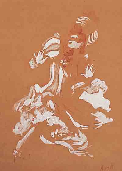 CHéRET, JULES, 1836 PARIS-1932 NIZZA, TäNZERIN, GOUACHE UND MISCHTECHNIK, RE. U. SIGN., CA. 30 X 21 CM, PP, U.GL., R., AUSGE- STELLT ...
