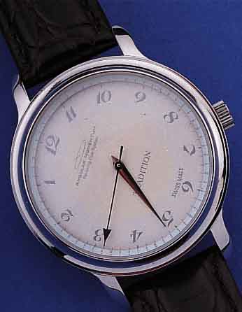 ANGULAR/MOMENTUM HERRENARMBANDUHR TRADITION R.D.S.-TECHNOLOGY, SCHWEIZ UM 1998, METALL ROD./POL., BEIDS. MINERALVERGL., ORIG.-ETUI, BED.-ANL., ...