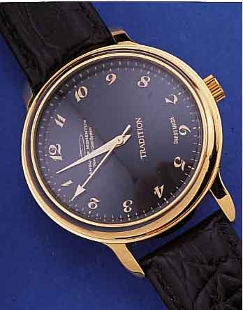 ANGULAR/MOMENTUM HERRENARMBANDUHR TRADITION R.D.S.-TECHNOLOGY, SCHWEIZ UM 1998, METALL HARVERG., BEIDS. MINERALVERGL., ORIG.-ETUI, BED.-ANL., ...