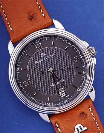 MAURICE LACROIX HERRENARMBANDUHR AUTOMATIK, REF.-NR. 11577/921, SCHWEIZ UM 1998, EDELST. POL., BEIDS. SAPHIRVERGL., UNGETR., ORIG.- ETUI, ...