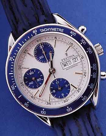 FESTINA ARMBANDCHRONOGRAPH AUTOMATIK, REF.- NR. 5258, SCHWEIZ UM 1999, EDELST., LEDERB. M.STIFTSCHL., BODEN U. KRONE GESCHR., ETUI, BED.-ANL., ...