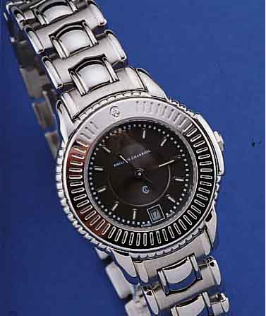 PHILIPPE CHARRIOL DAMENARMBANDUHR, REF.-NR. 6799397, SCHWEIZ UM 1997, EDELST. INCL. EDEL- ST.-BAND M. DOPPELTER, UNSICHTB. FALTSCHL., TEILW. SAT., ...