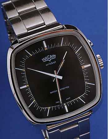 VULCAIN ARMBANDWECKER CRICKET, SCHWEIZ UM 1971, EDELST. INCL. NEUTR. EDELST.-BAND, NEUTR. ETUI, MINERALFLACHGL., HANDAUFZUGKAL. MSR/S2, GEH- ...