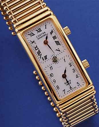 SCHWARZ ETIENNE DAMENARMBANDUHR COSTER DIA- MONDS, REF.-NR. 247701, SCHWEIZ UM 1994, METALL HARTVERG. INCL. BAND, BODEN GEDR., ...