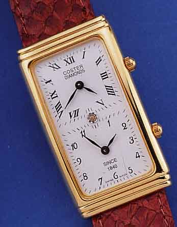 SCHWARZ ETIENNE HERRENARMBANDUHR COSTER DIA- MONDS, REF.-NR. 248201, SCHWEIZ UM 1994, METALL HARTVERG.,LEDERBAND, BODEN GEDR., ...