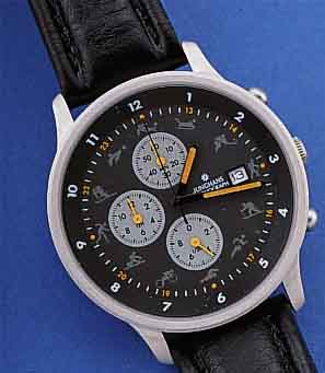 JUNGHANS ARMBANDCHRONOGRAPH, REF.-NR. 802/ 41/1852, DEUTSCHLAND UM 1990, METALL GRAU MATT., EDELST.-BODEN GESCHR., MINERALFLACHGL.,60-MIN.- U. ...