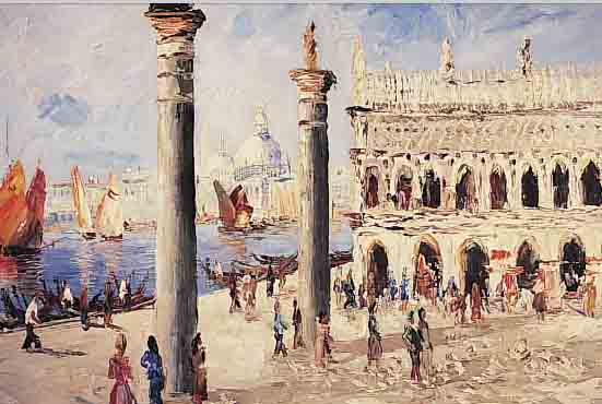 JäGER, WOLFGANG, *1890 ERBRACH, STUDIERTE IN NüRBERG UND KARLSRUHE, ST. MARKUSPLATZ IN VENEDIG, ÖL/LWD. (MIN. REST.), SIGN., 60 X 80 ...