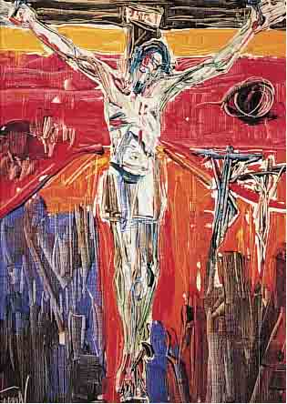 ZEUNER, GEORG GüNTHER, GEB. 1923 DRESDEN, GOLGOTHA, GEKREUZIGTER CHRISTUS, RE. U. SIGN. UND DAT. 64, RüCKSEITIG EBENFALLS SIGNIERT, ...