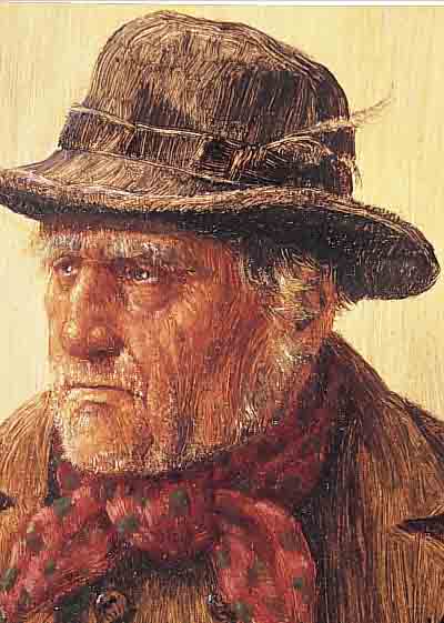 LUCKHARDT, KARL, *1886 FRANKFURT/M. - 1970, STUDIERTE AM FRANKFURTER STäDEL, STELLTE DAS HESSISCHE BäUERLICHE LEBEN DAR, HIER: BAUER MIT ...