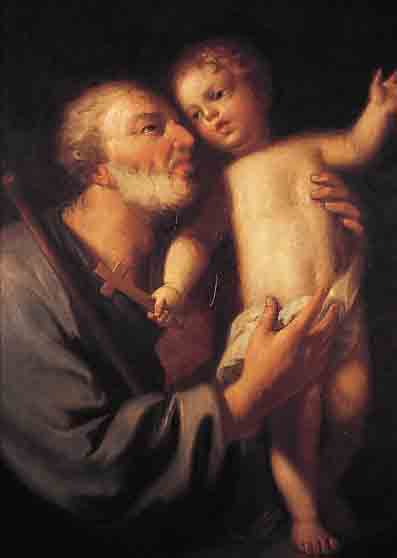 UNBEK. KüNSTLER DES 18. JH., QUALITäTSVOLLE BAROCKMALEREI, HEILIGER JOSEPH MIT JESUS- KNABE, ÖL/LWD./MALKARTON (LEICHTE ...