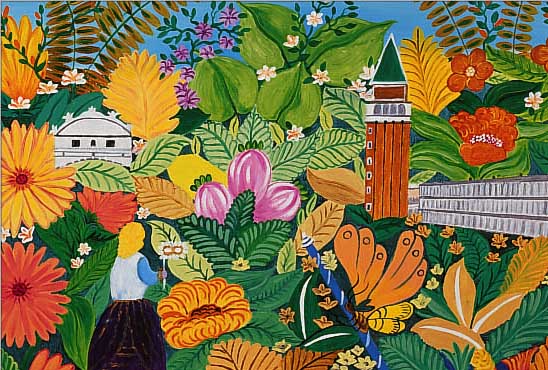 GASPARDI, FRANCESCA, ZEITGEN. VENEZIANISCHE MALERIN, PHANTASTISCHE LANDSCHAFT MIT CAMPANILE, ÖL/LWD, SIGN., CA. 50 X 40 CM, R.