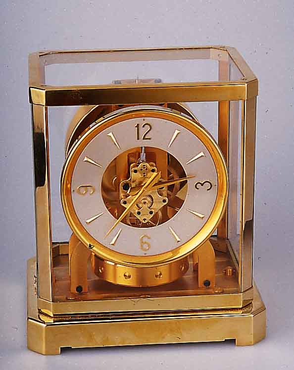 JAEGER LE COULTRE ATMOS TISCHUHR ELYSEE, REF.-NR. 70661, SCHWEIZ UM 1960, 5-SEIT. VERGL., MESSING VERG., BAUWEISE KAL. 528, 15 ST., AUFZUG ...