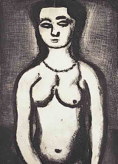 ROUAULT, GEORGES, 1871 PARIS-1958, NU, AQUATINTARADIERUNG VON 1918-28, PL. XII ZUA.VOLLARDS: REINCARNATIONS DU PERE UBU, AUF VELIN, MIT ...