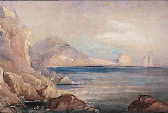 MONOGRAMMIST SN, DATIERT 1886, KüSTENLANDSCHAFT, ÖL/LWD, LI. U. MONOGR. UND DAT. 1886, RESTAURIERT, CA. 58 X 120 CM, R.