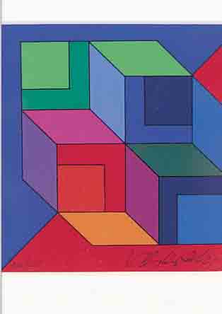 VASARELY, VIKTOR, 1908-1997, ABSTRAKTE KOMPOSITION, FARBSERIGRAPHIE, HANDSIGN., NUM. 115/150, CA. 10 X 10 CM, PP, U.GL., R.