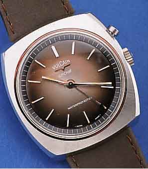 VULCAIN CRICKET ARMBANDWECKER, SCHWEIZ UM 1970, EDELST. , EDELST.-BODEN GEDR., UNGETR., LAGERW., LEDERB., RUNDANKERW. KAL. MSR/S2, GEH- U. ...
