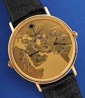 ASPREY 2-ZEITZONENARMBANDUHR, SCHWEIZ UM 1992, GG 750/000, 2 VONEINANDER UNABHäNGIGE QUARTZWERKE, BEI SCHäTZUNG BATTERIE ERN., LEDERB., ...